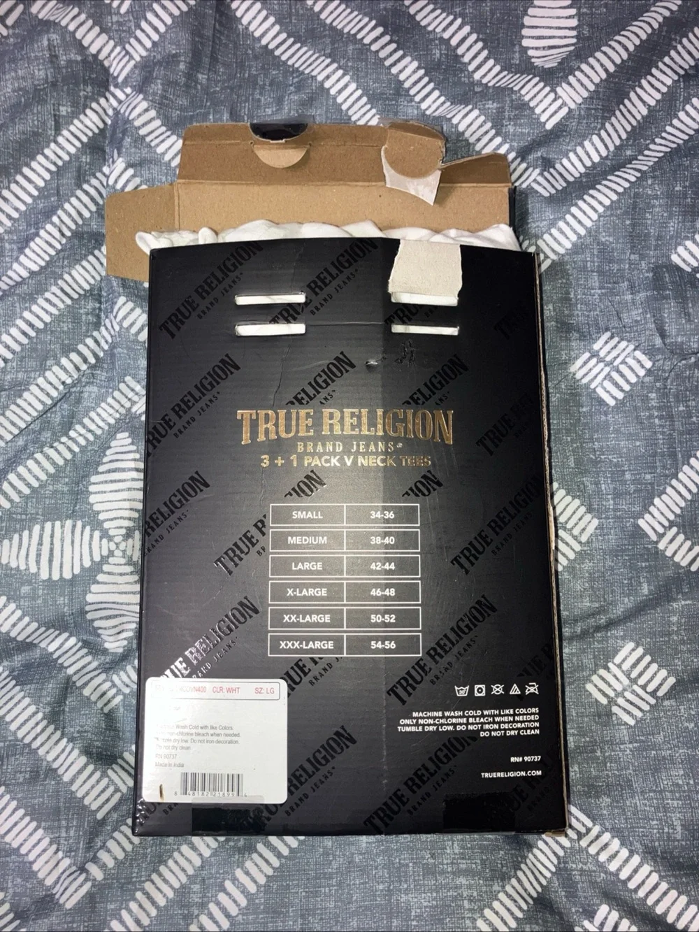 True Religion White & Black 3+1 Pack V Neck Tees